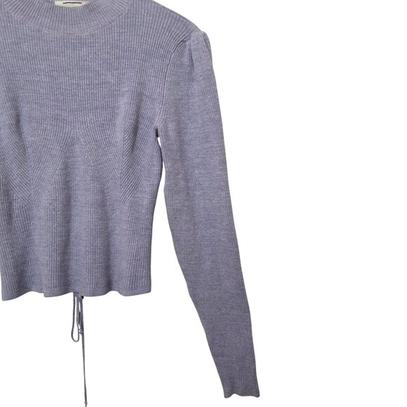 Anthropologie Lavender Sparkle Mock-Neck Open-Back Lace-Up Sweater S Soft Girl - Picture 4 of 9